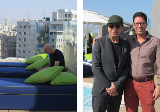 בתמונה רז פישמן מבעלי מלון אינדיגו ת"א  עם רמי פורטיס